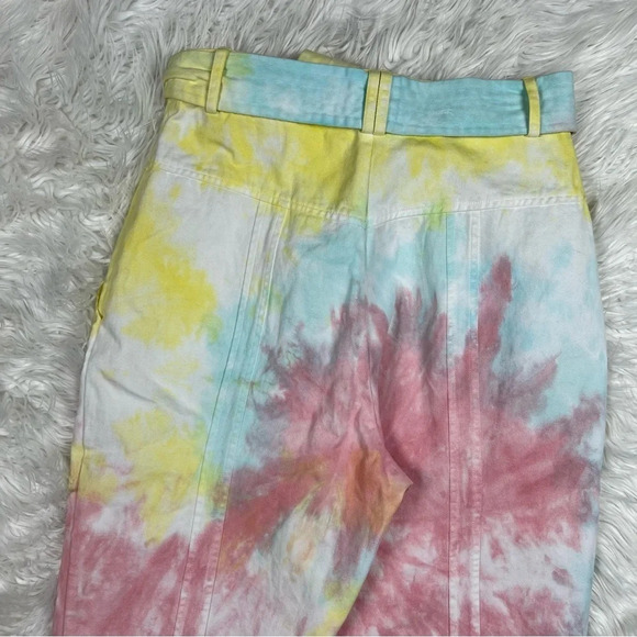 New LOVESHACKFANCY Tao Pant Rainbow Radial Tie Dye NWT Denim Casual Women’s 6 - Picture 13 of 13